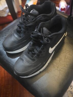 Nike Kids Black Sneakers with White Swoosh